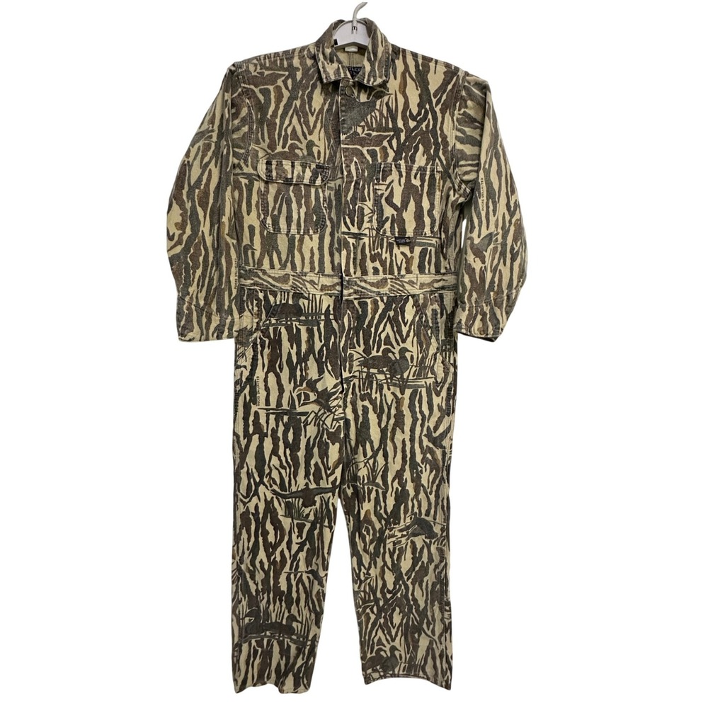 VTG Rattlers Brand Duck Camo Coveralls Mens M Hunting Utility Gorpcore USA Made - Picture 11 of 12